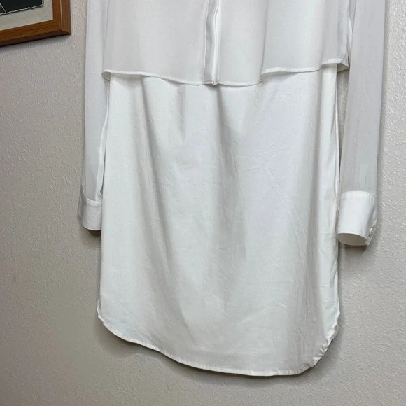 Bailey 44 Vlado‎ White Sheer Long Sleeve Cotton blend Dress Slit Open Back - XS - Picture 6 of 16